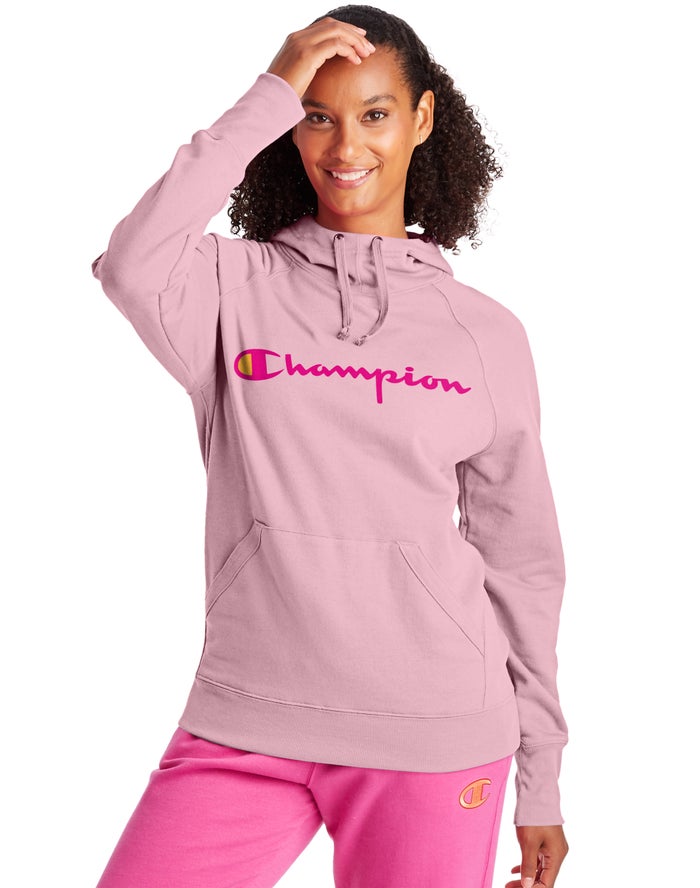 Sudadera Con Capucha Champion Mujer - Powerblend Fleece Script Logo ( Rosas ) 4903156-BX